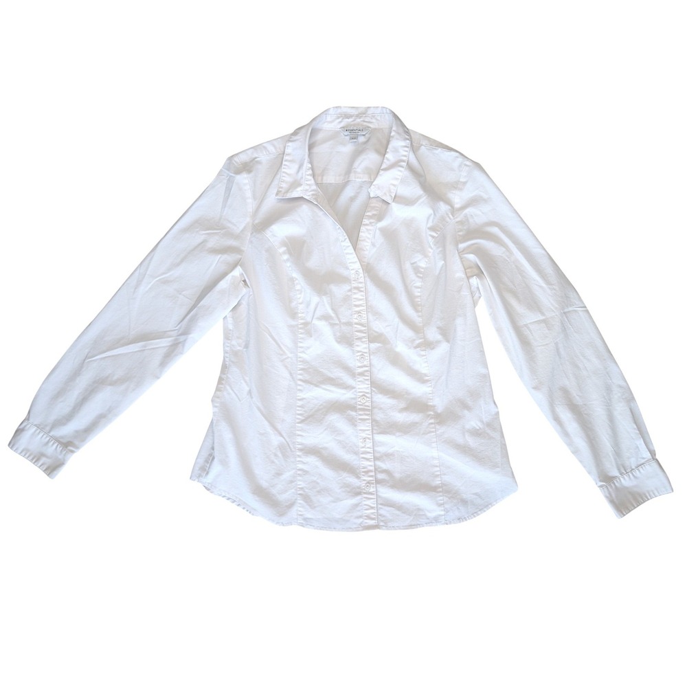 Reitmans Medium White Long Sleeve Collared Button Up‎ Down Dress Shirts
